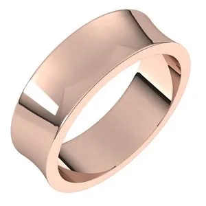 10K Rose 6 mm Concave Light Band Size 7