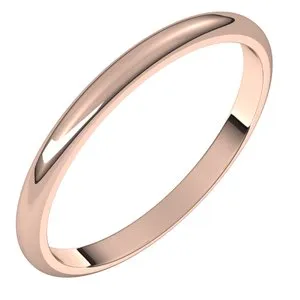 14K Rose 2 mm Half Round Band Size 6