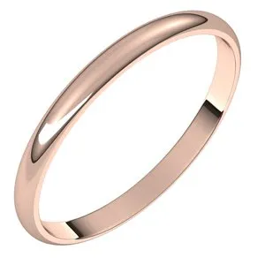 14K Rose 2 mm Half Round Ultra-Light Band Size 8