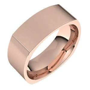 14K Rose 8 mm Square Comfort Fit Band Size 7