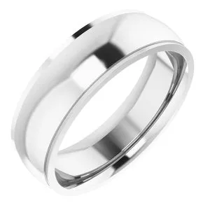 14K White 6 mm Comfort Fit Edge Band Size 7