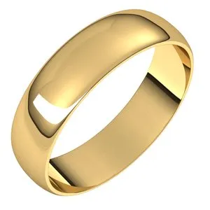 14K Yellow 5 mm Half Round Ultra-Light Band Size 11