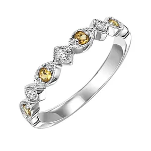 14KT White Gold & Diamond Classic Book Stackable Fashion Ring  - 1/10 ctw