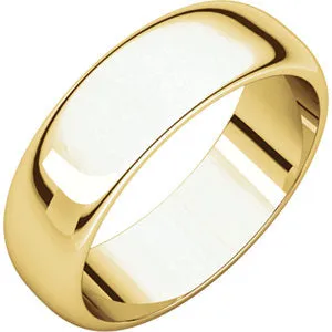 18K Yellow 6 mm Half Round Band Size 9.5