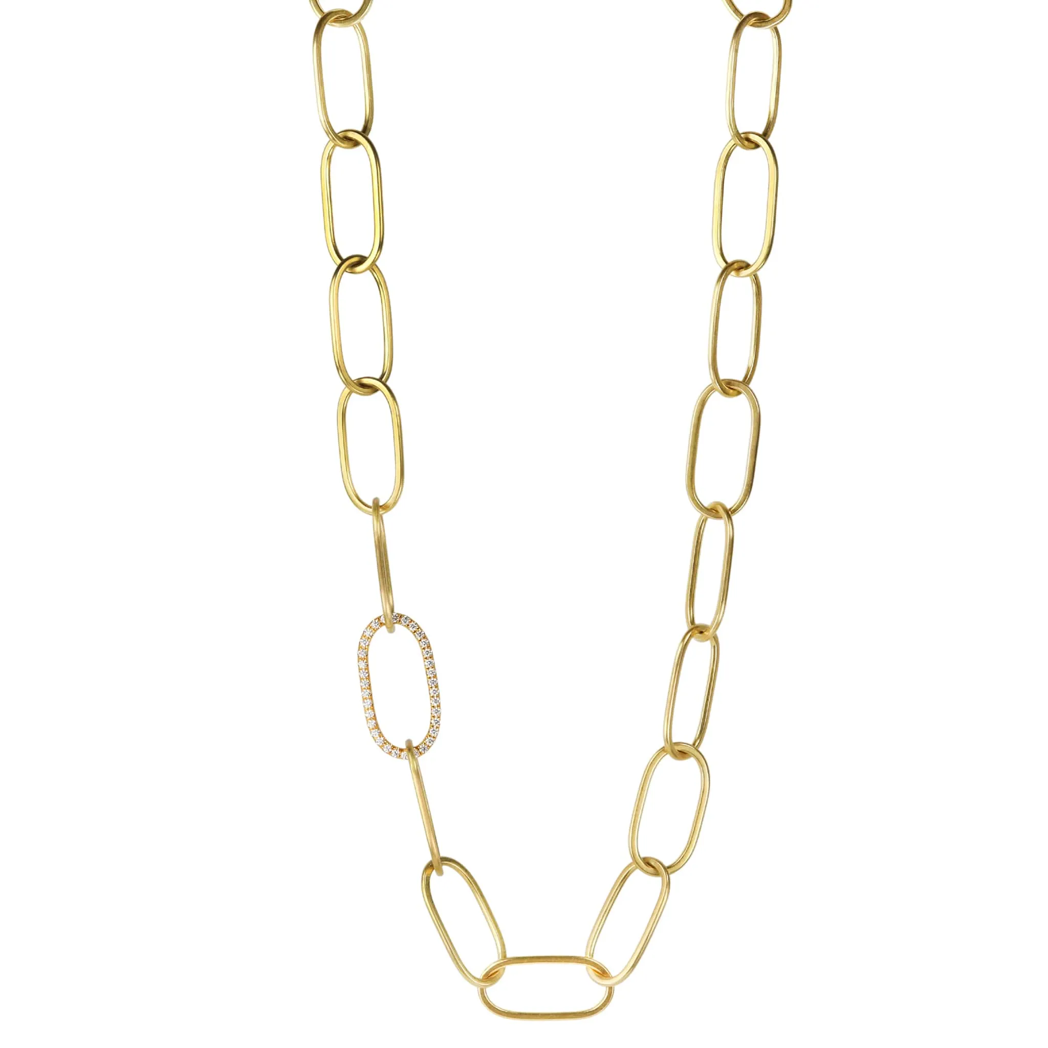 20K Gold "Largest Airy Link" Necklace with Pave Diamond Link