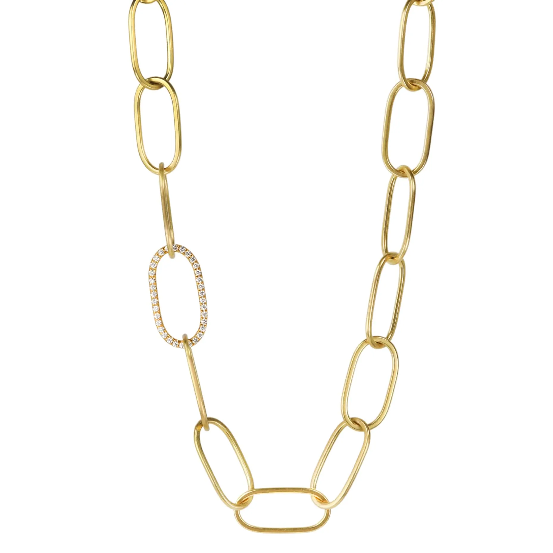 20K Gold "Largest Airy Link" Necklace with Pave Diamond Link