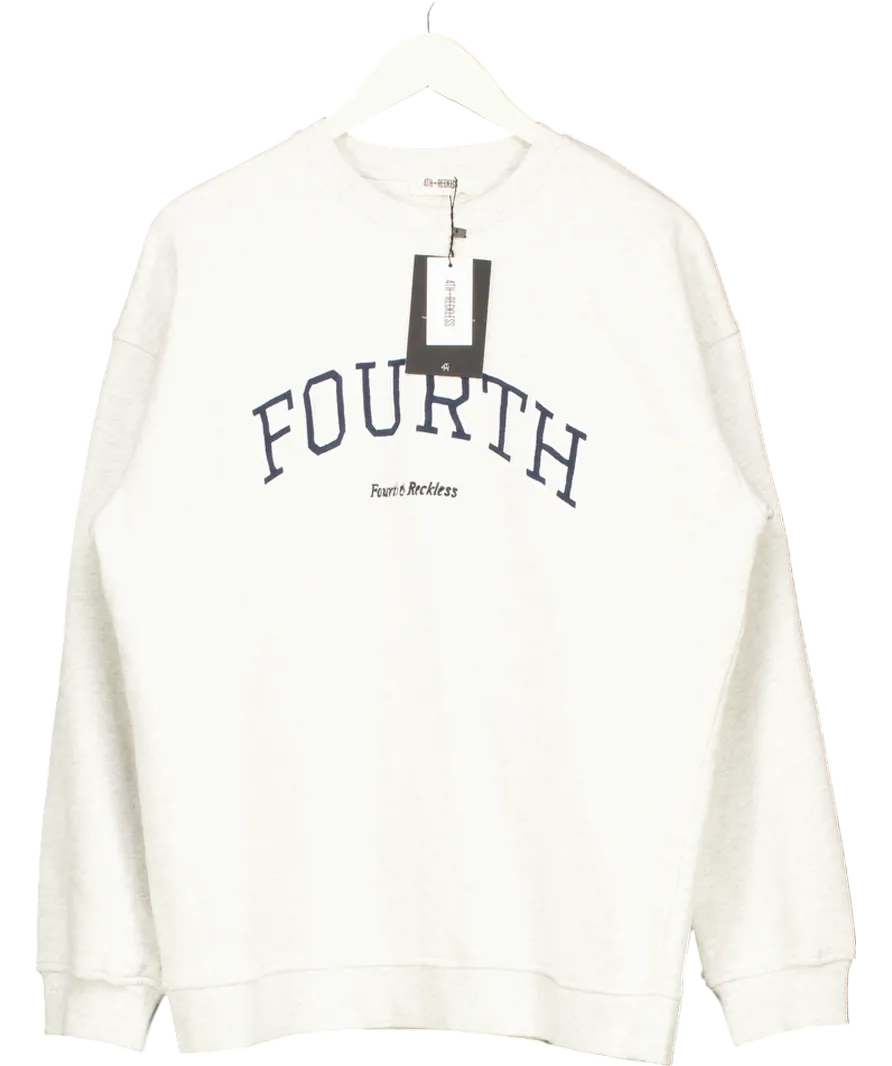 4th & Reckless Grey Jen Fourth Slogan Classic Longline Sweatshirt UK S