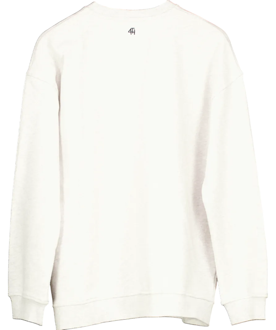 4th & Reckless Grey Jen Fourth Slogan Classic Longline Sweatshirt UK S