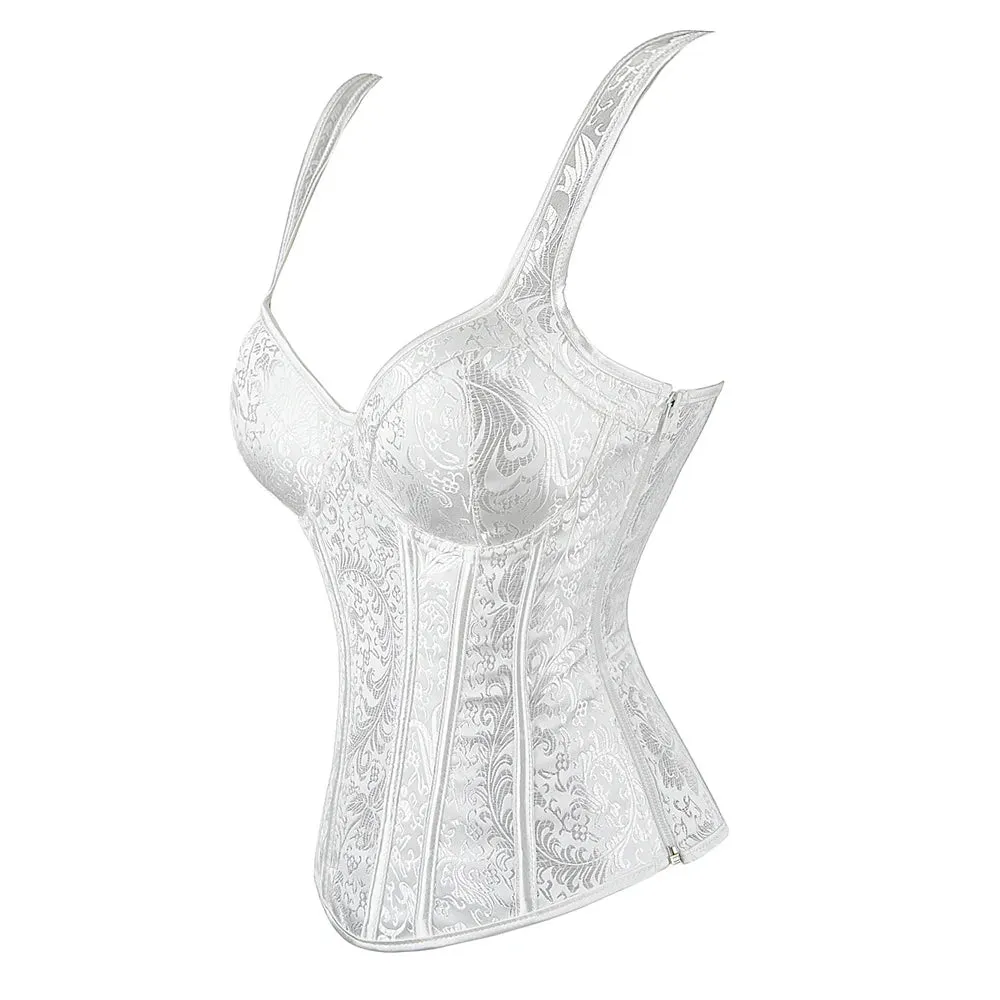 5XL Steampunk Corset with Cup Lingerie Zipper Side Straps Overbust Corset Waist Trainer Bustier Plus Size