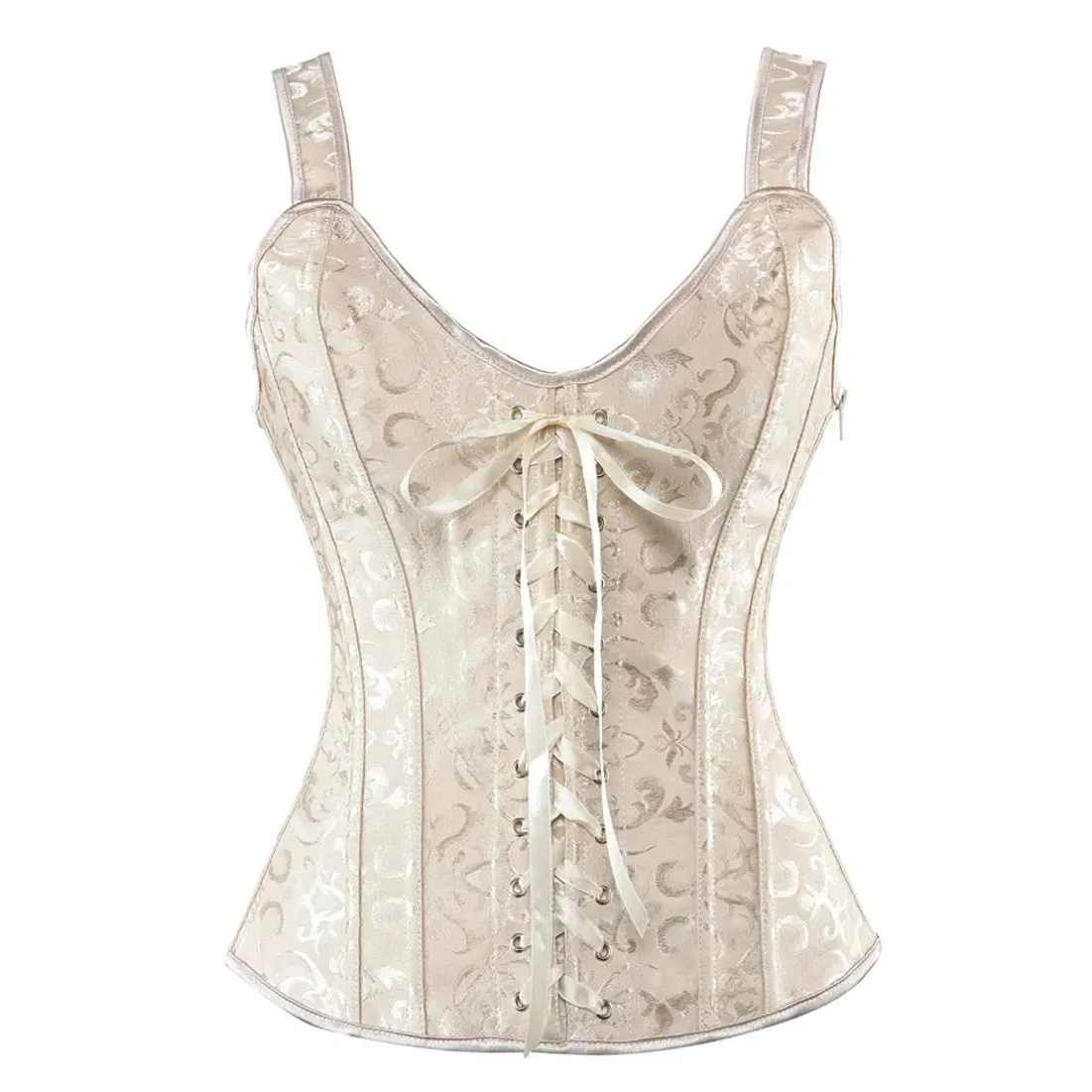 5XL Steampunk Corset with Cup Lingerie Zipper Side Straps Overbust Corset Waist Trainer Bustier Plus Size