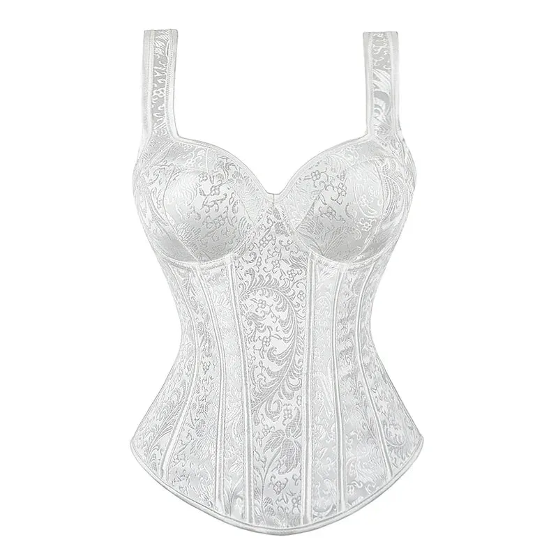 5XL Steampunk Corset with Cup Lingerie Zipper Side Straps Overbust Corset Waist Trainer Bustier Plus Size