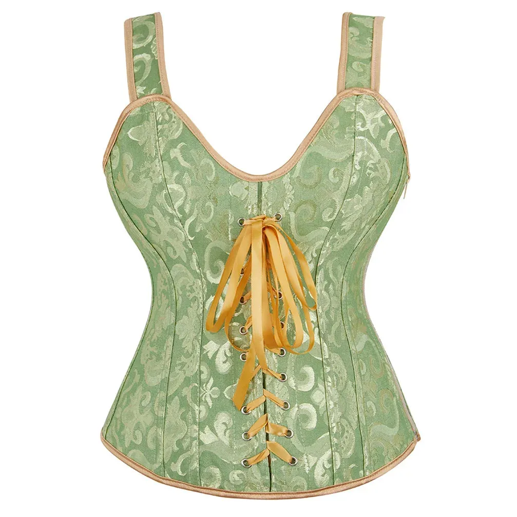 5XL Steampunk Corset with Cup Lingerie Zipper Side Straps Overbust Corset Waist Trainer Bustier Plus Size