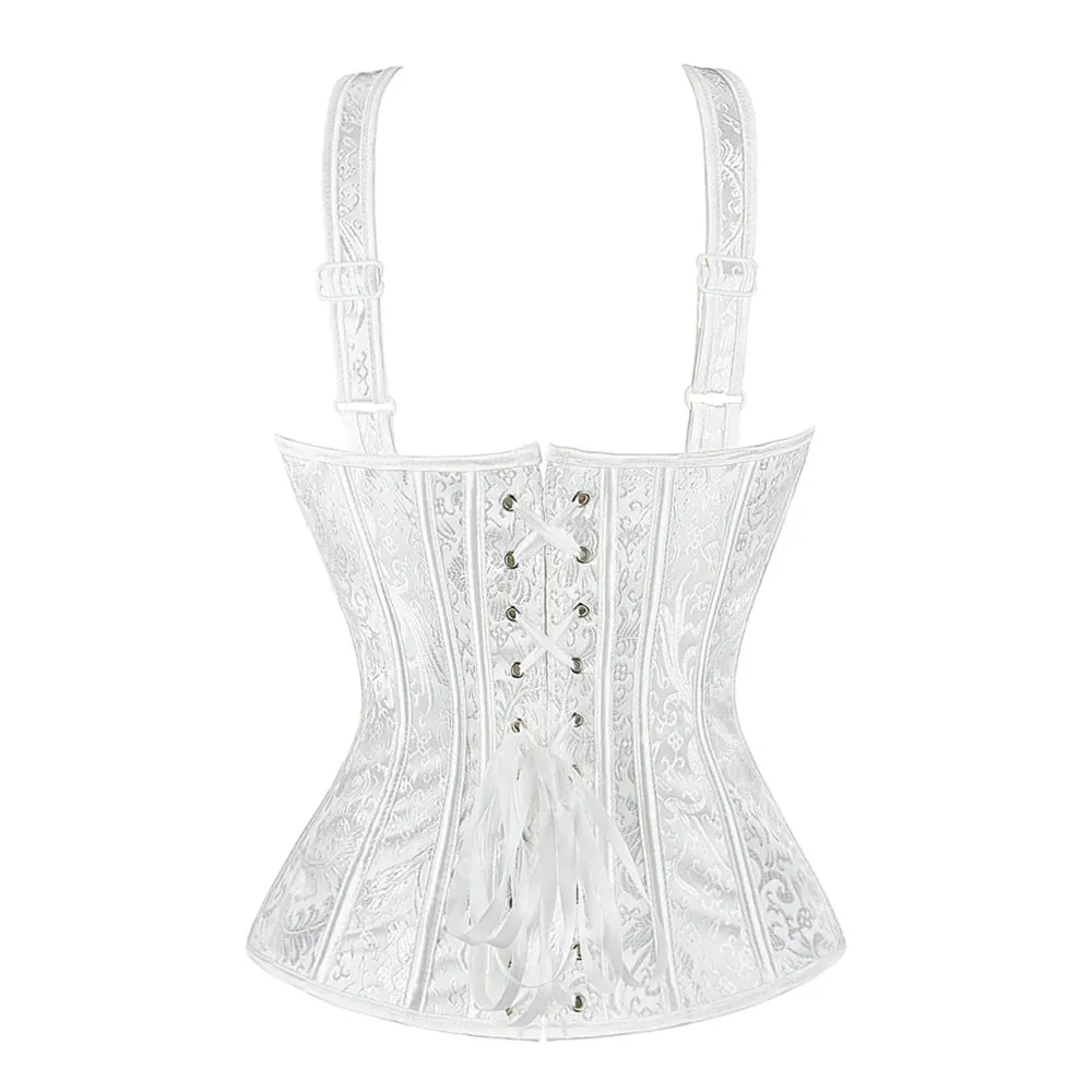5XL Steampunk Corset with Cup Lingerie Zipper Side Straps Overbust Corset Waist Trainer Bustier Plus Size