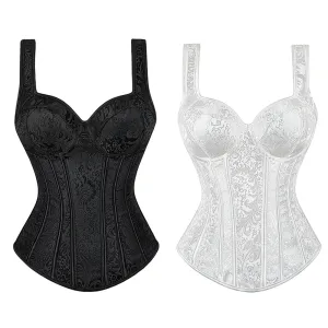 5XL Steampunk Corset with Cup Lingerie Zipper Side Straps Overbust Corset Waist Trainer Bustier Plus Size