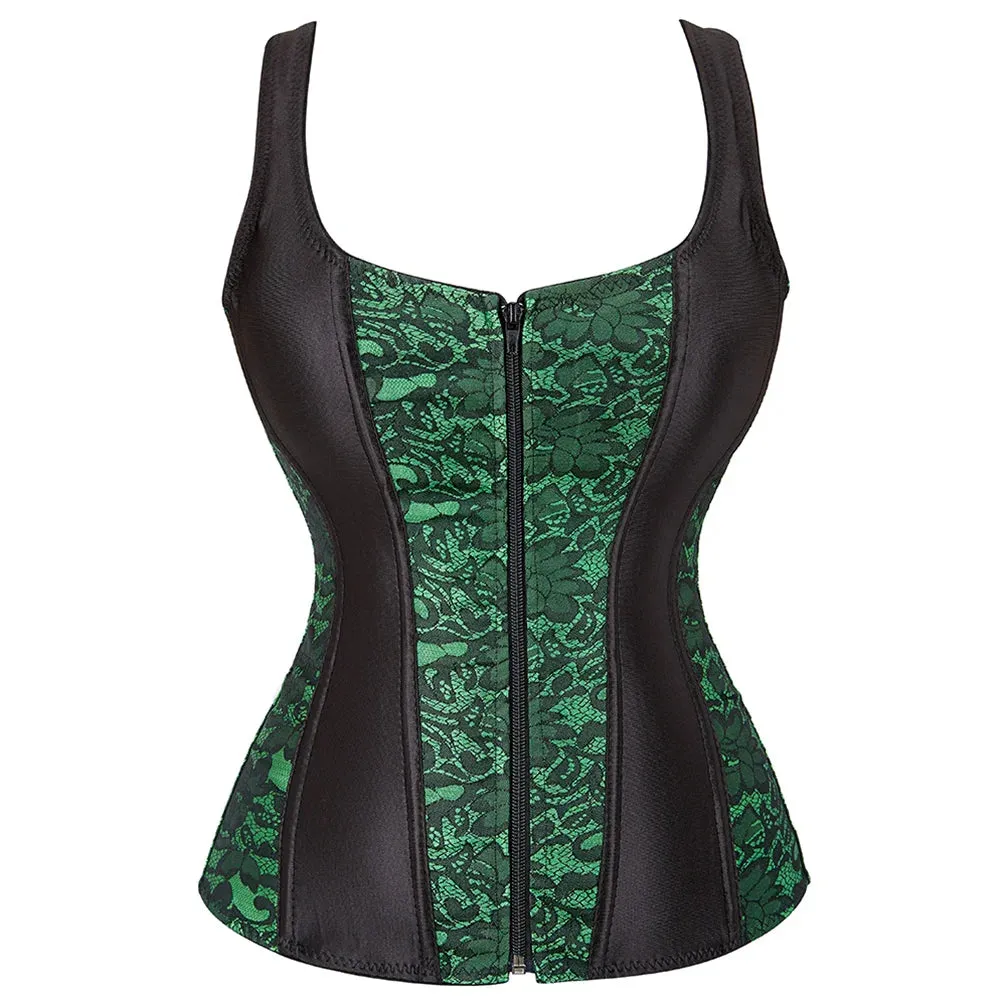 5XL Steampunk Corset with Cup Lingerie Zipper Side Straps Overbust Corset Waist Trainer Bustier Plus Size