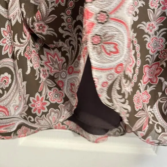 Ann Taylor Womens Pink Brown 100% Silk Paisley Western Print Midi Skirt Size 6