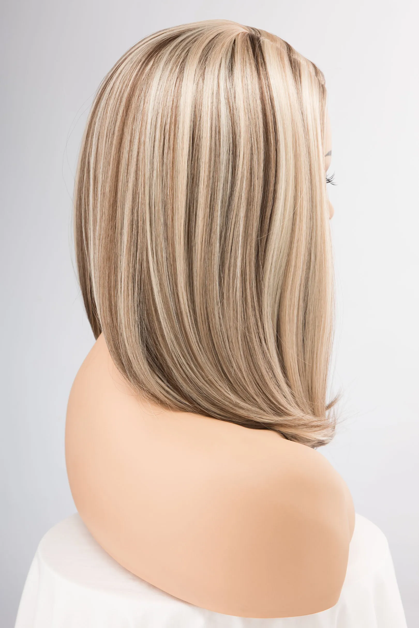 Audrey | Tricolor Brown Blond Straight Mono-top Wig 16"