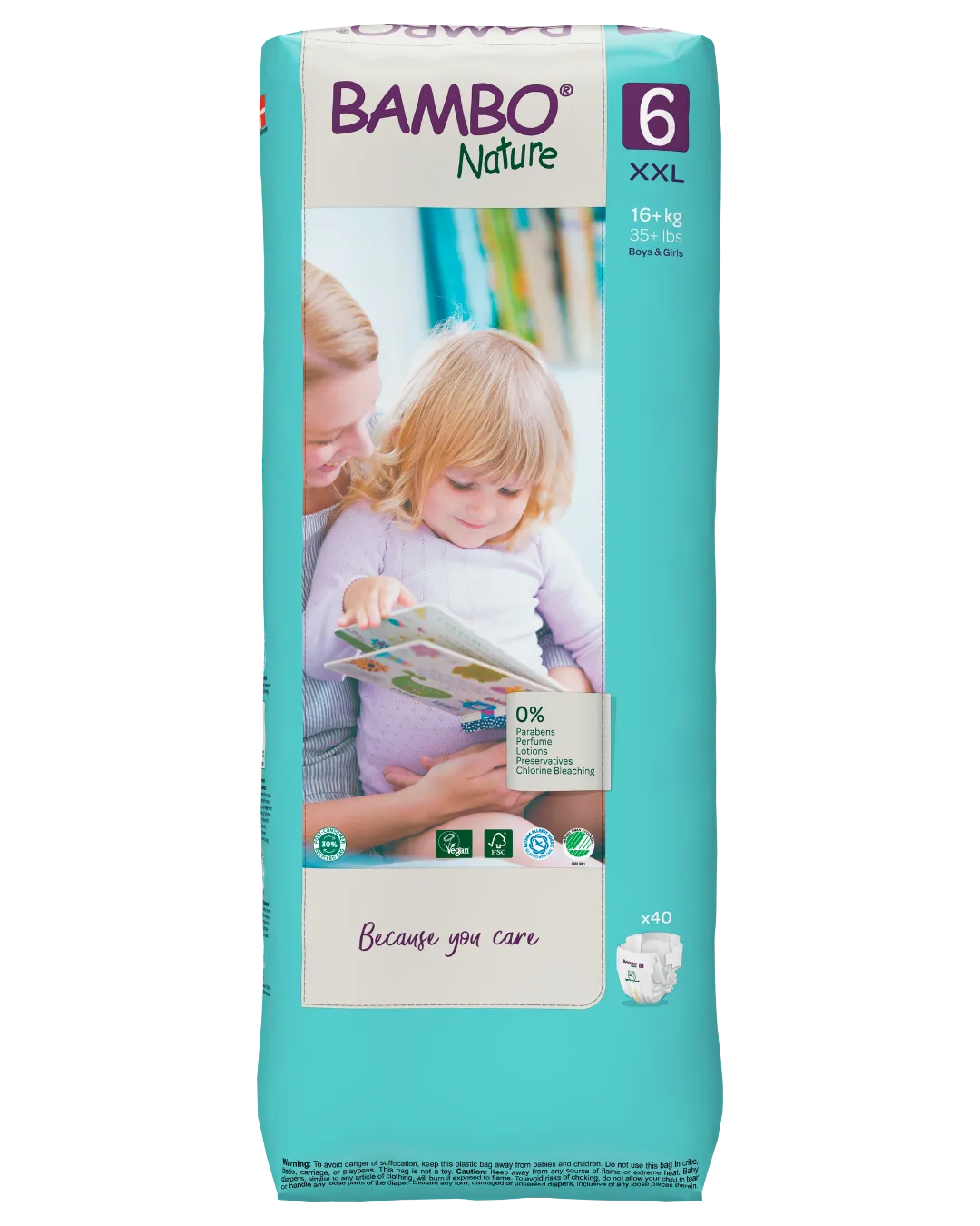 Bambo Nature Eco Nappies - Size 6 Tall Pack (35-66lbs/16-30kg)