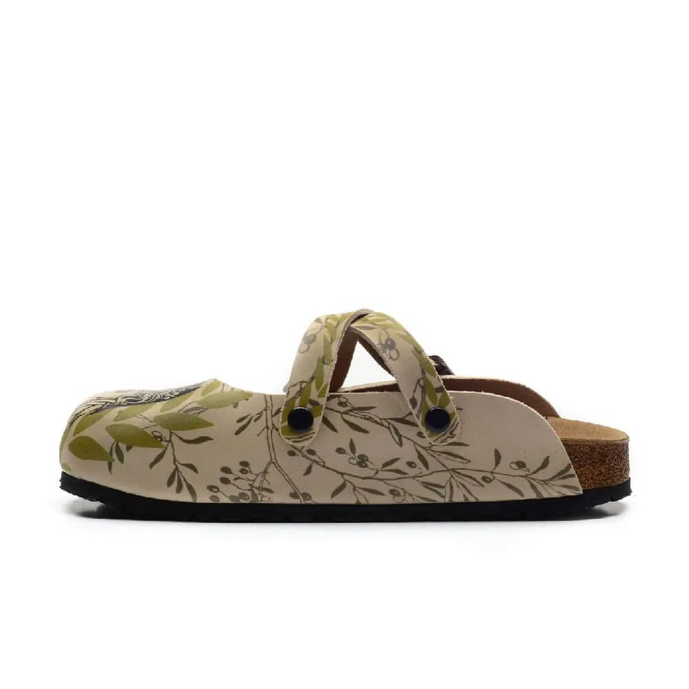 Beige & Green Man & Woman Clogs - CAL3208