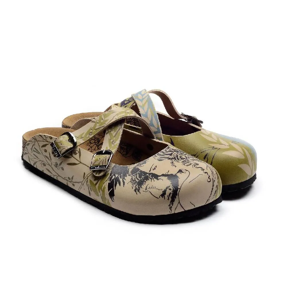 Beige & Green Man & Woman Clogs - CAL3208