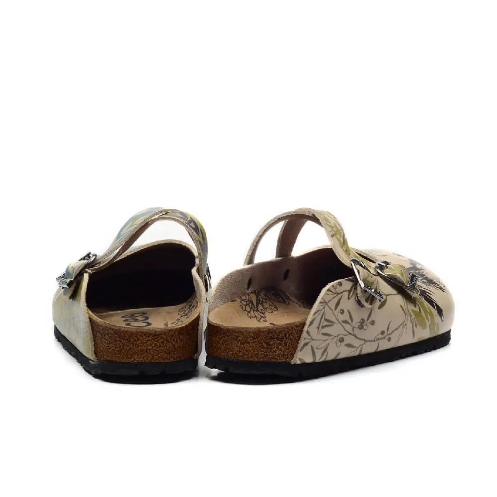 Beige & Green Man & Woman Clogs - CAL3208