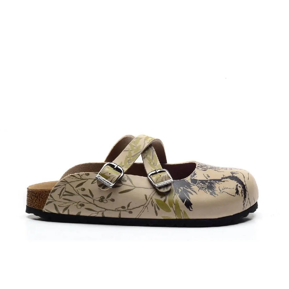 Beige & Green Man & Woman Clogs - CAL3208