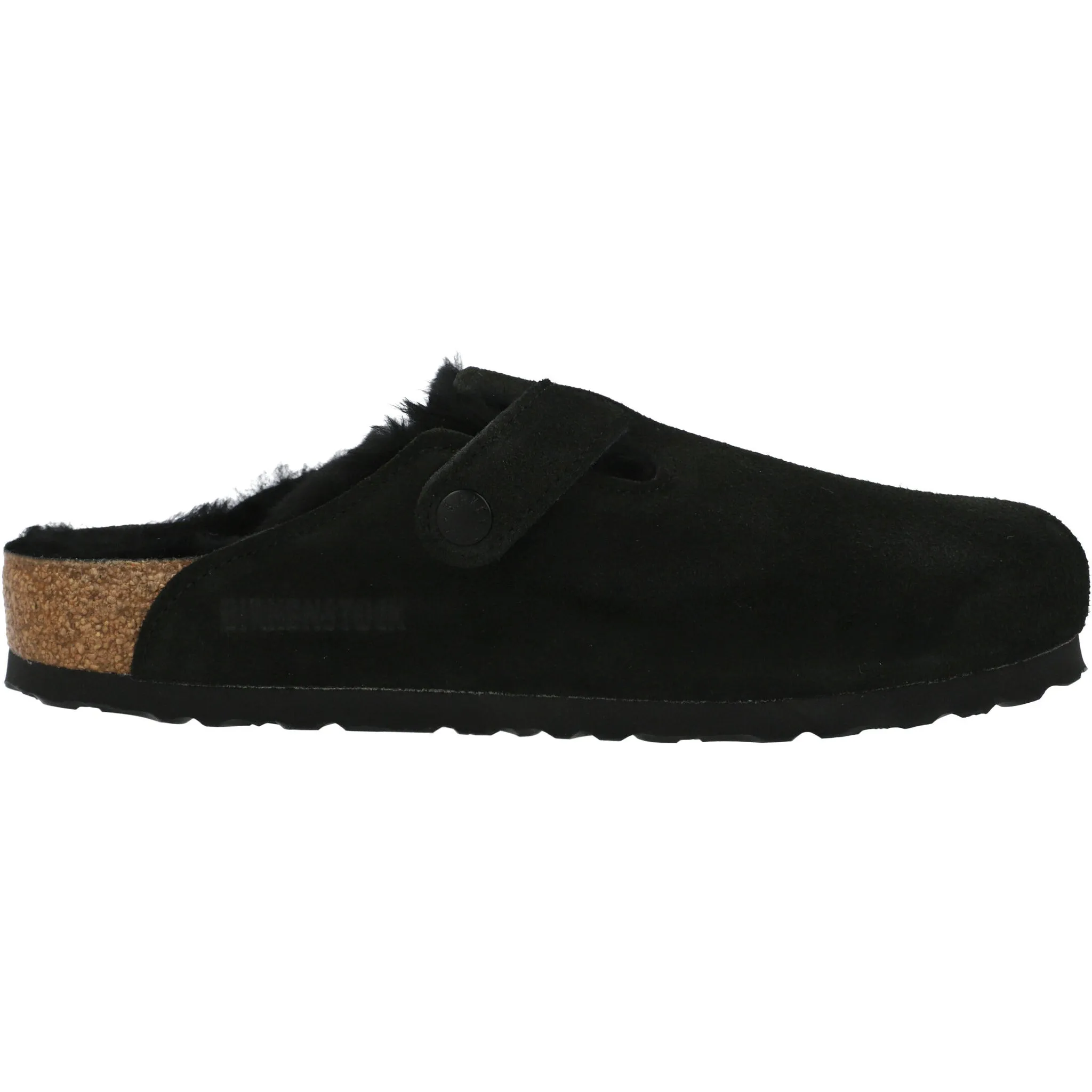 Birkenstock Boston Fur Black Suede Clogs