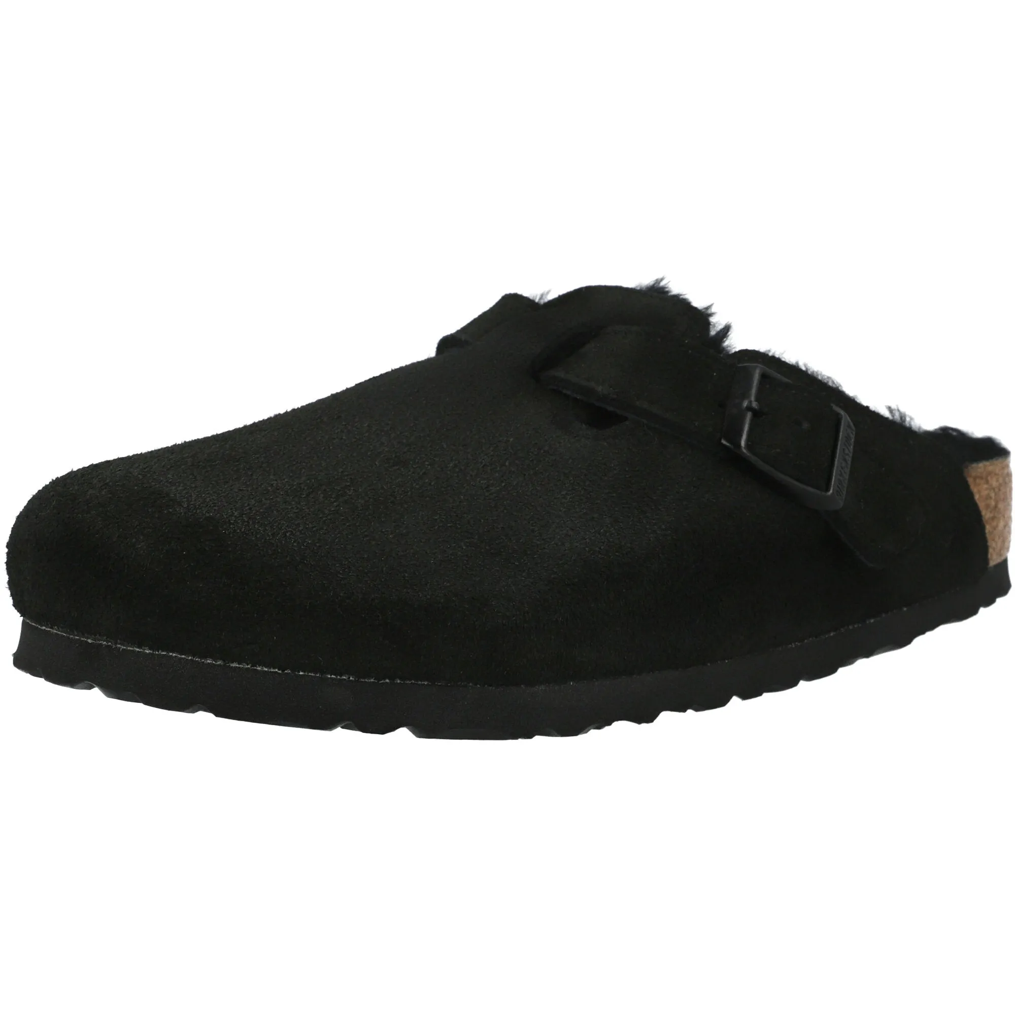Birkenstock Boston Fur Black Suede Clogs