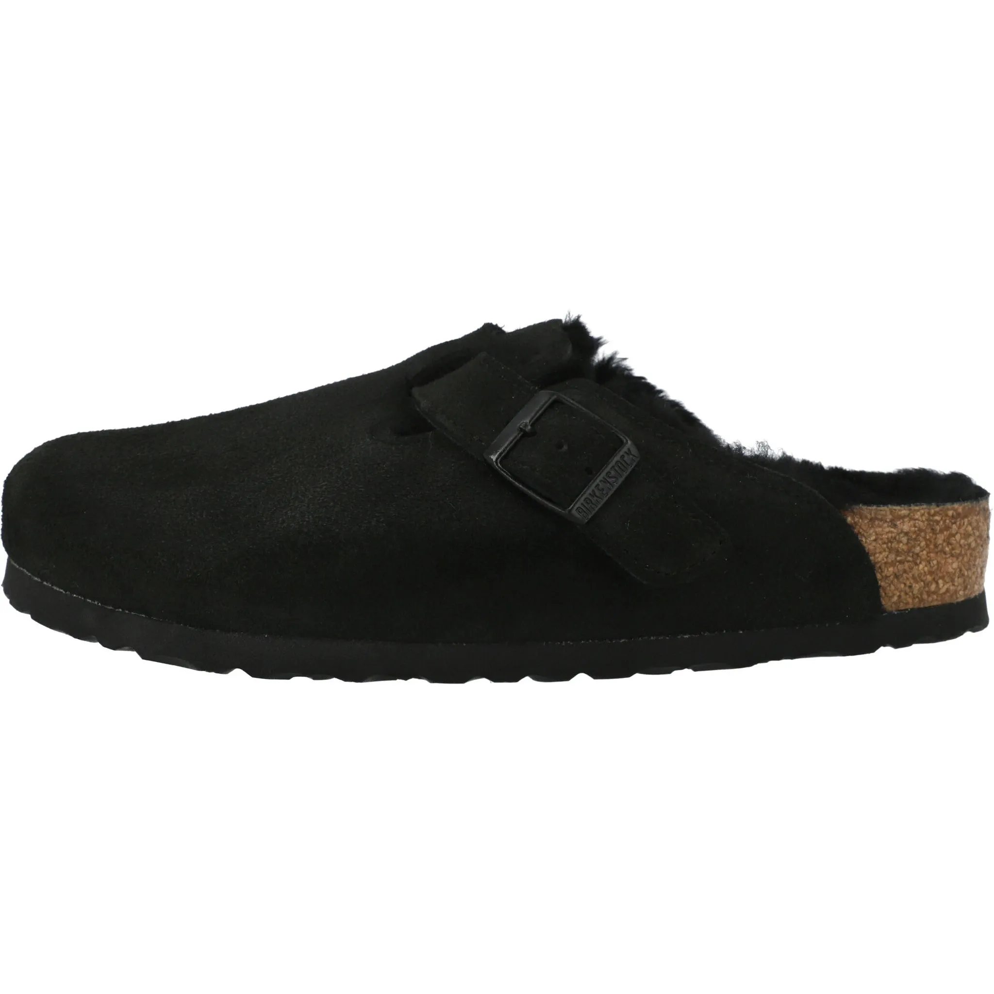 Birkenstock Boston Fur Black Suede Clogs
