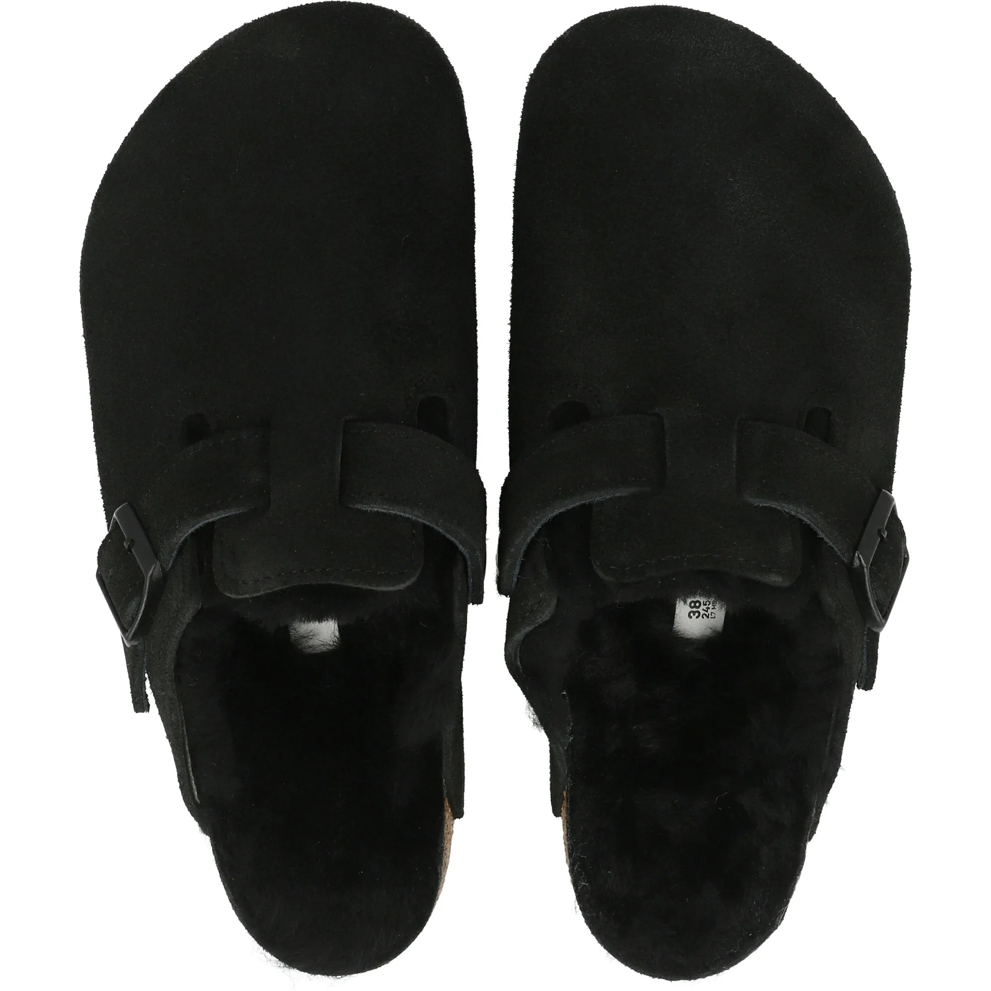 Birkenstock Boston Fur Black Suede Clogs