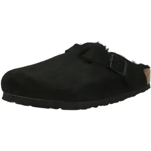 Birkenstock Boston Fur Black Suede Clogs