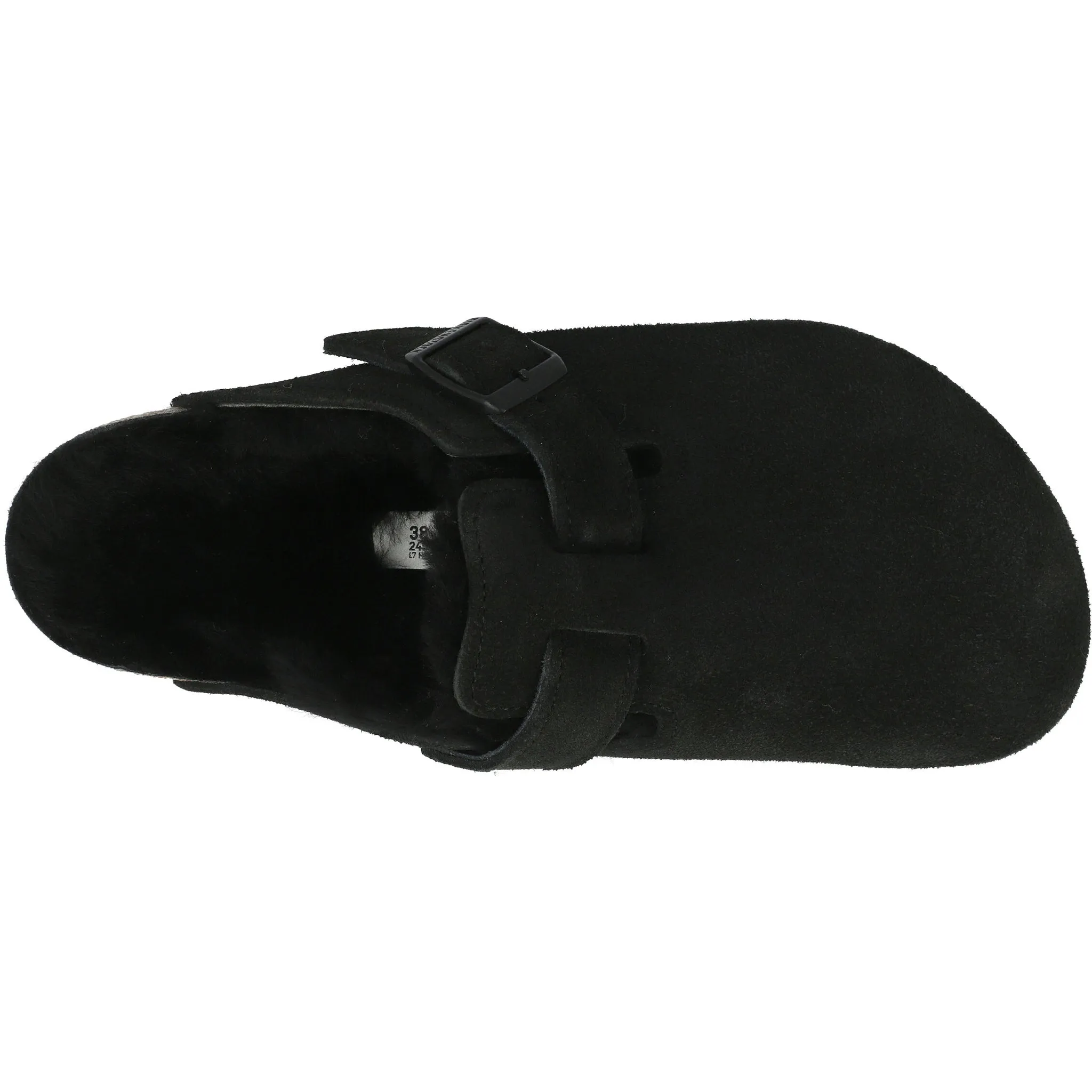 Birkenstock Boston Fur Black Suede Clogs