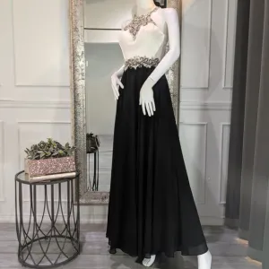 Black and White Formal Evening Prom Dress Gown