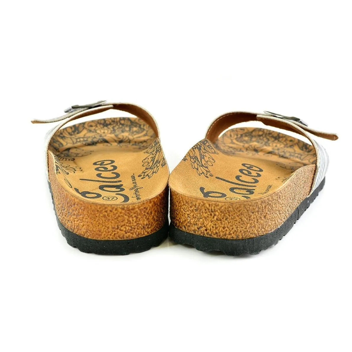 Black and White Striped Patterned, Lips and Sunshine Patterned Sandal - CAL902