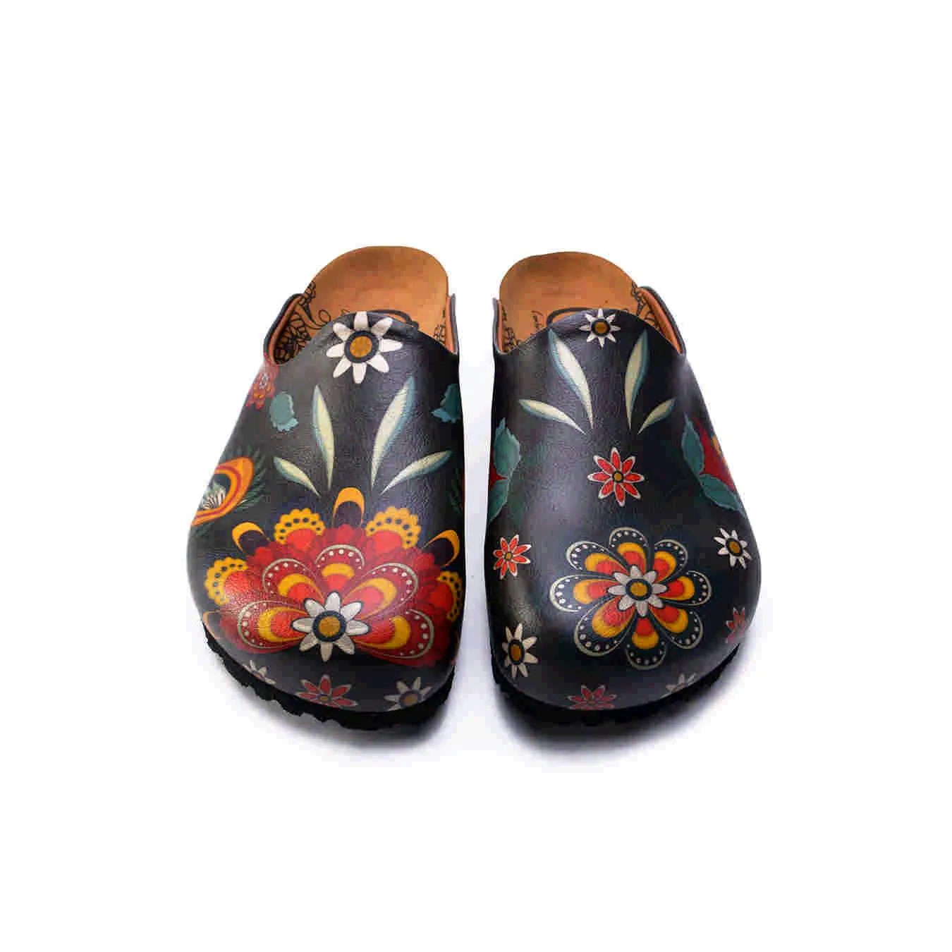 Black Floral Clogs -  CAL1414
