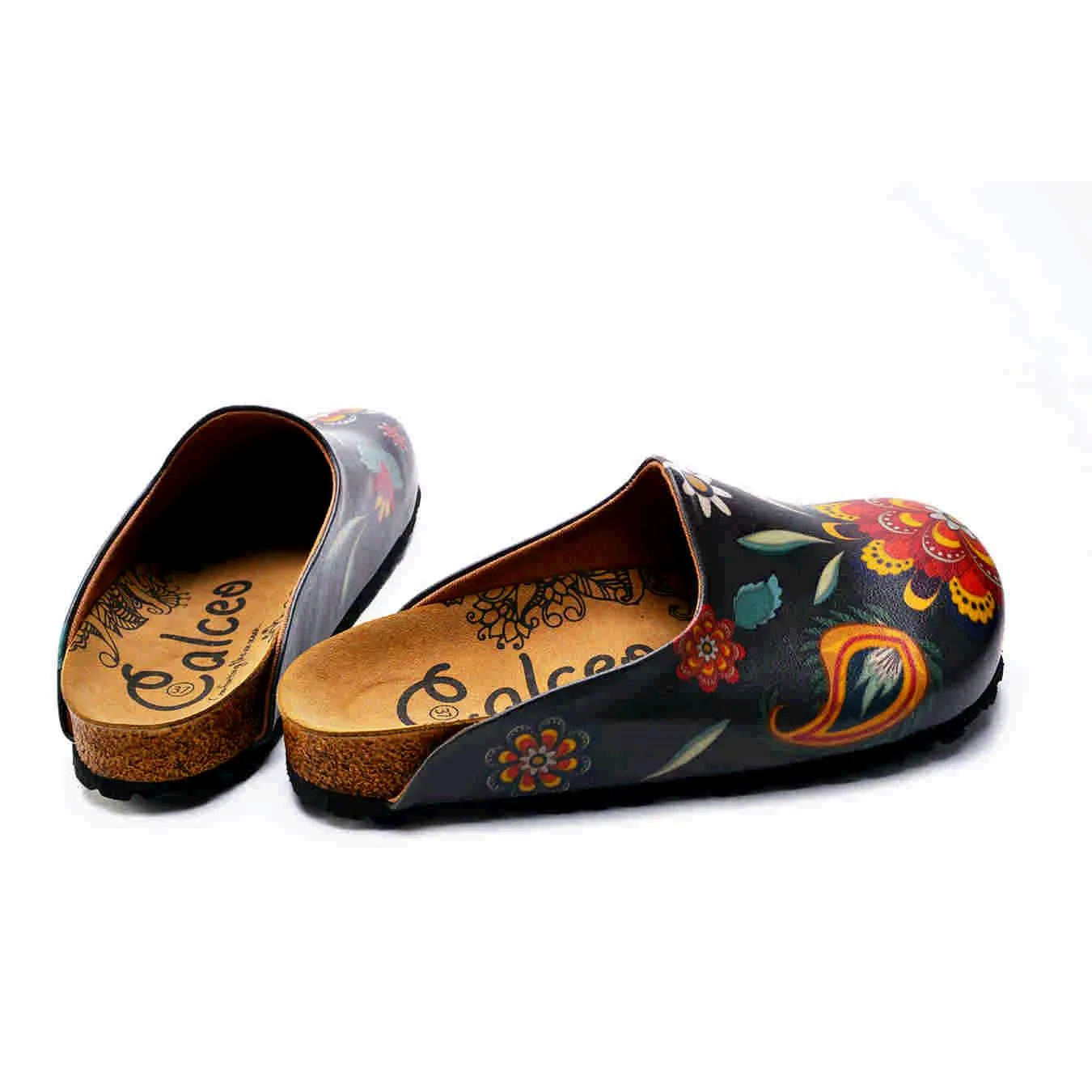 Black Floral Clogs -  CAL1414