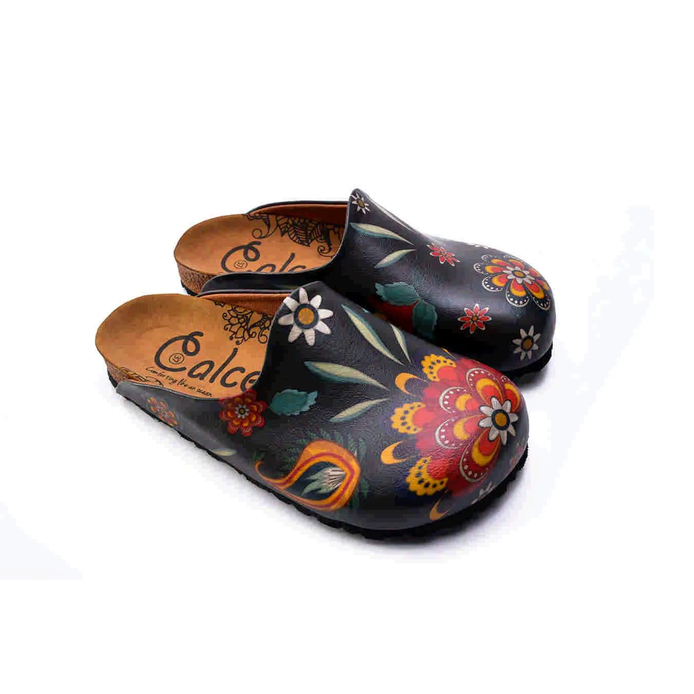 Black Floral Clogs -  CAL1414