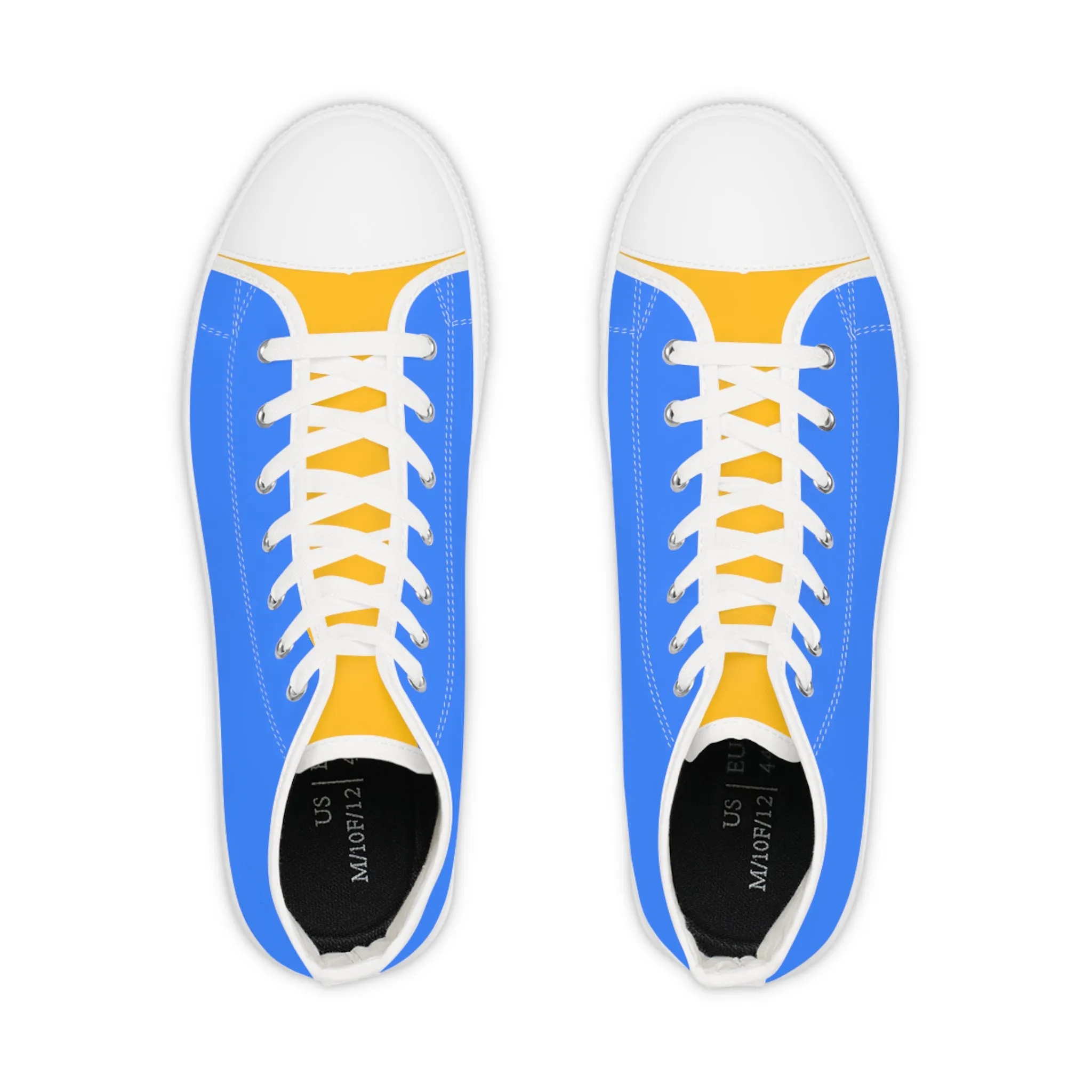 Bold & Gold Men's Two-Tone High Top Sneakers - Stand Out in Style with Classic Blue and Striking Gold! The Perfect Sporty Conbination!