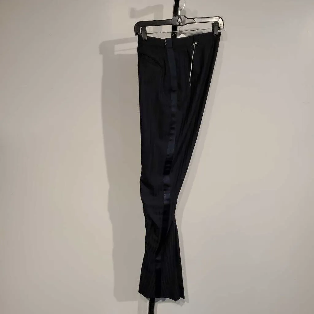 Carl Meyers Navy Striped Formal Pants with Suede(28W, 32INS 3)