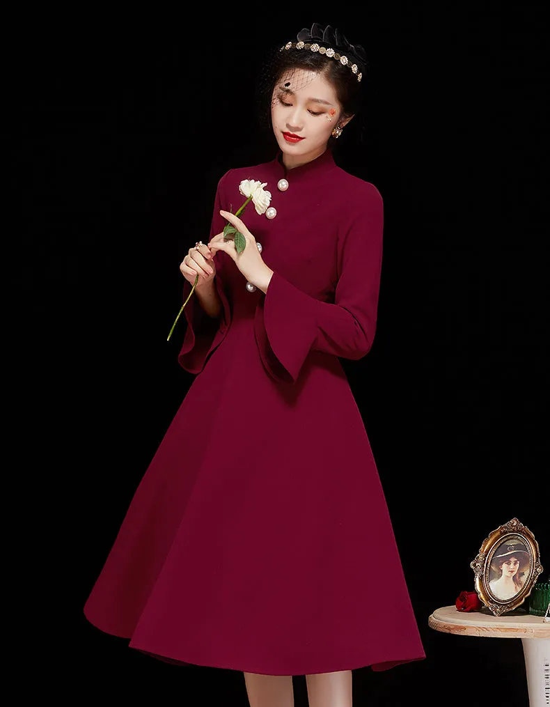 Claret Literature Qipao Cheongsam
