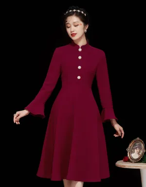 Claret Literature Qipao Cheongsam