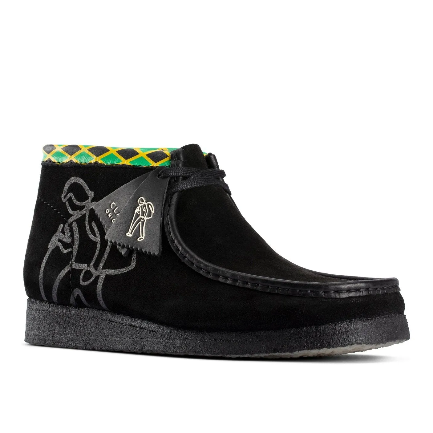 Clarks Mens Wallabee Jamaica Bee Boots Black/Multi