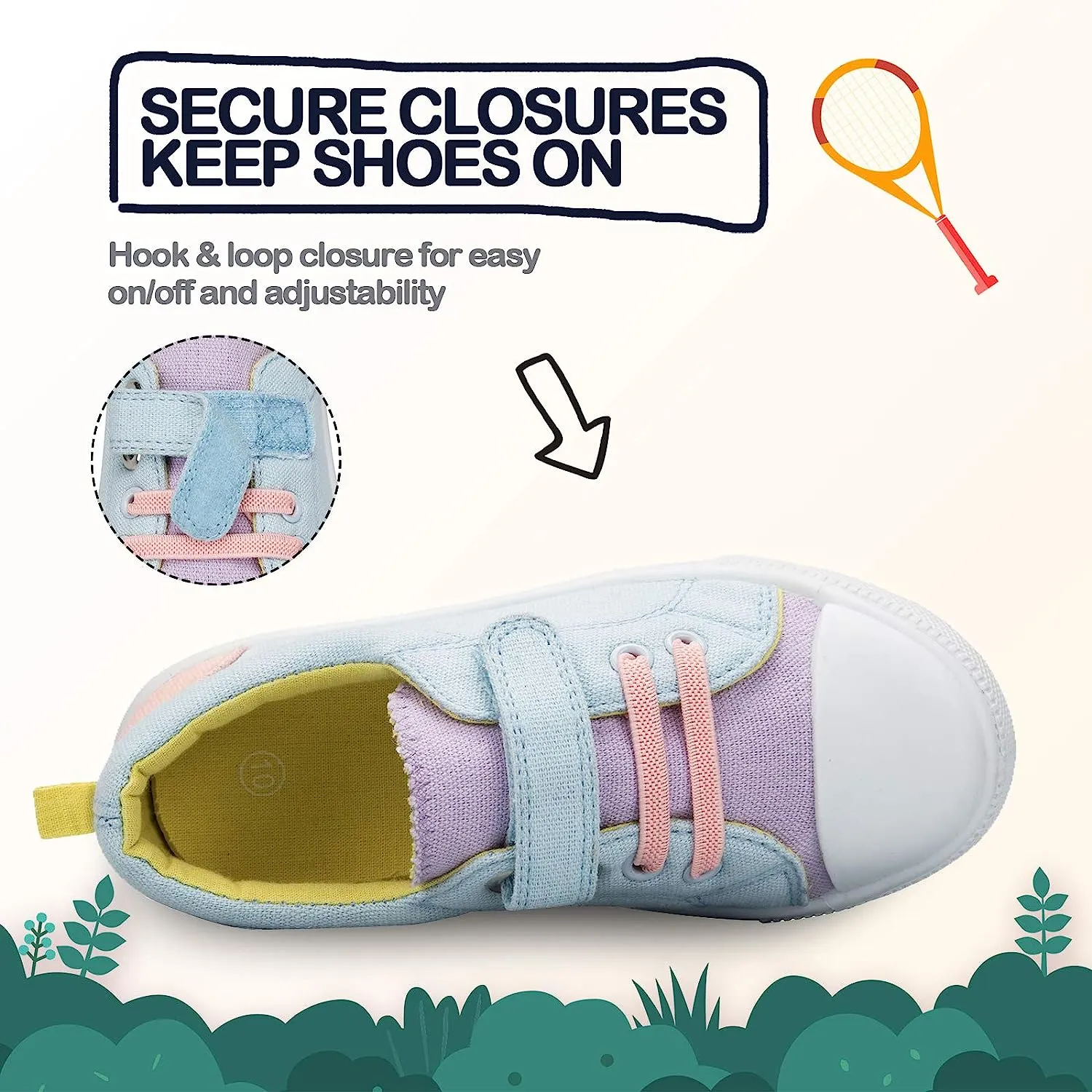 Colorful Velcro Slip-resistant Canvas Kids Sneakers