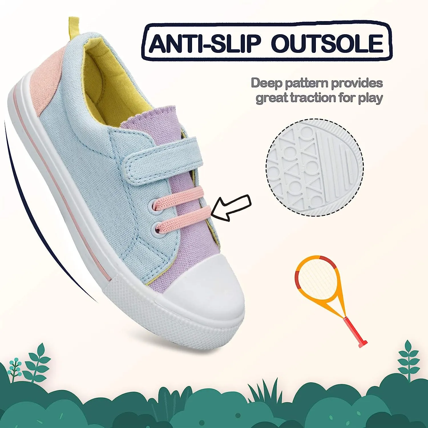 Colorful Velcro Slip-resistant Canvas Kids Sneakers