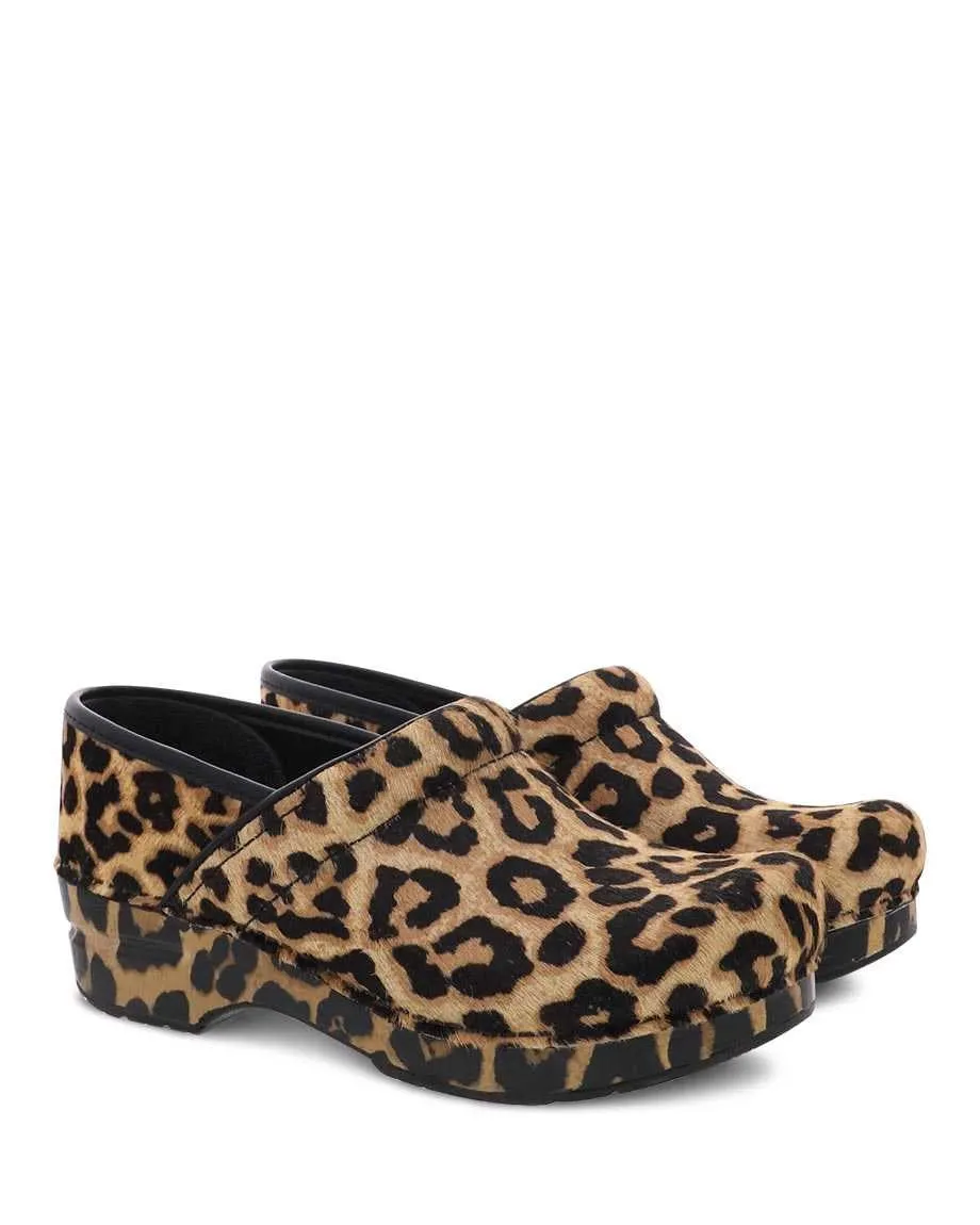 DANSKO PROFESSIONAL CLOG LEOPARD PRINT HAIR CALF CLOGS