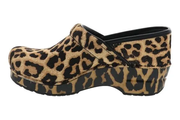 DANSKO PROFESSIONAL CLOG LEOPARD PRINT HAIR CALF CLOGS
