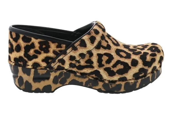 DANSKO PROFESSIONAL CLOG LEOPARD PRINT HAIR CALF CLOGS