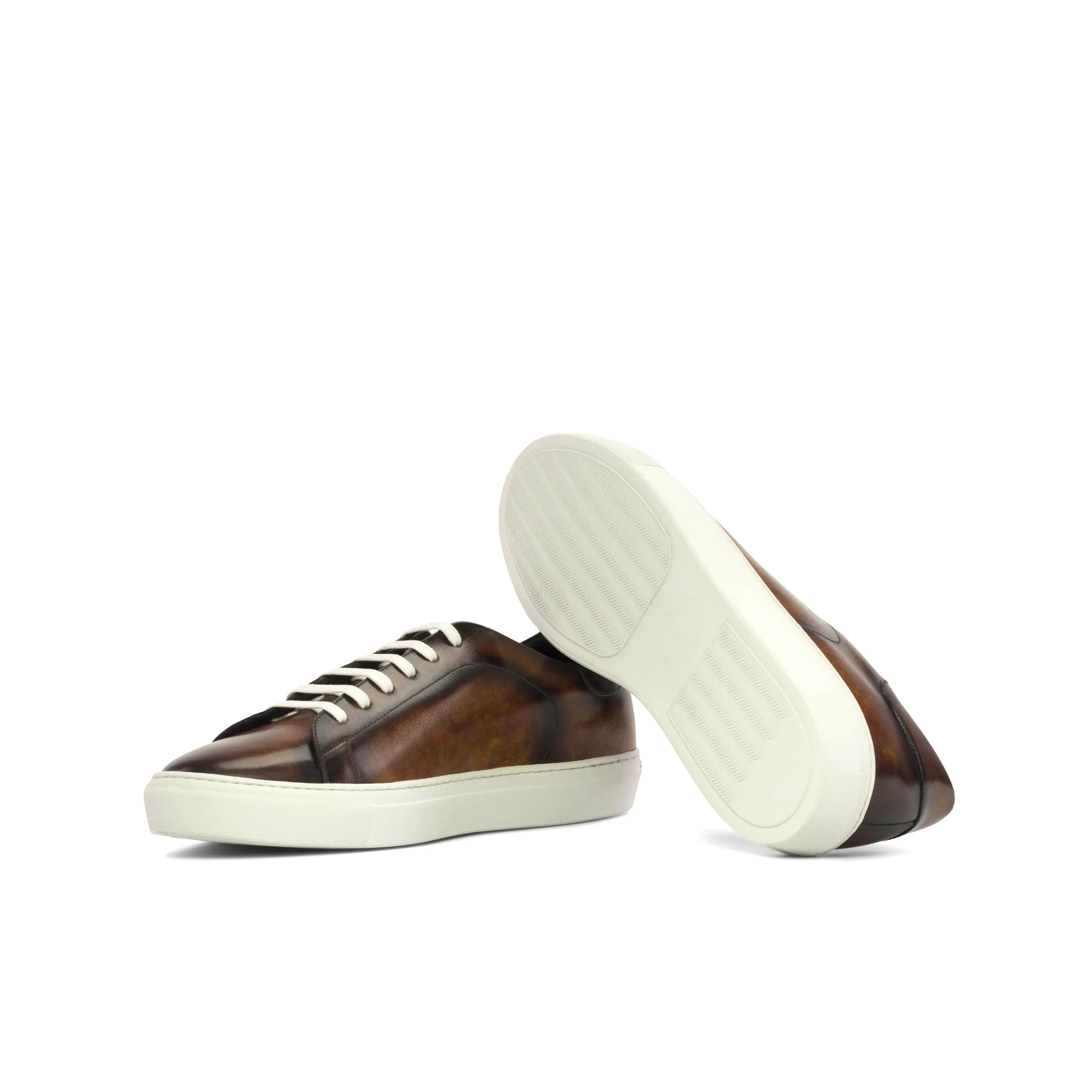 DapperFam Rivale in Fire Men's Hand-Painted Patina Trainer