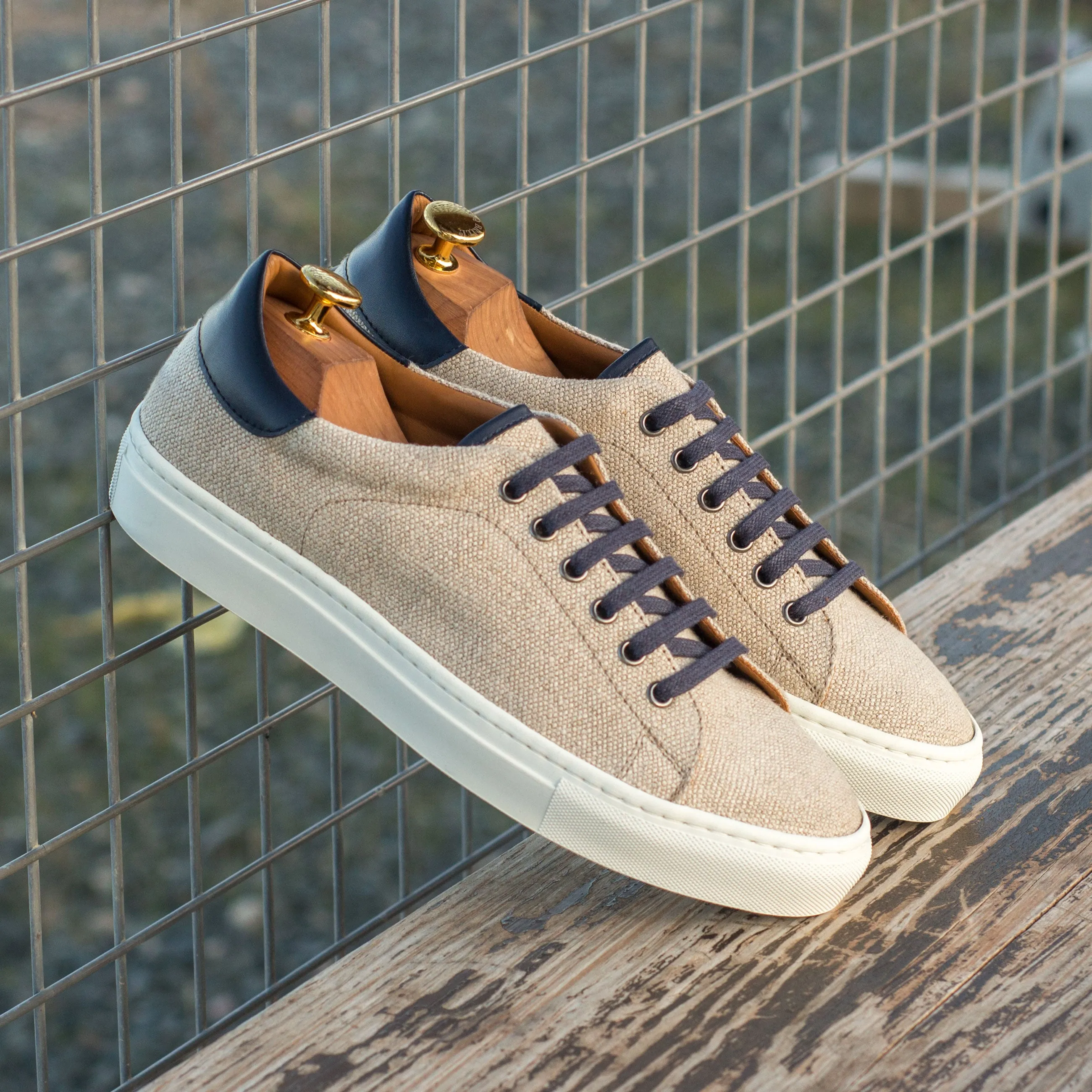 DapperFam Rivale in Ice Men's Linen Trainer