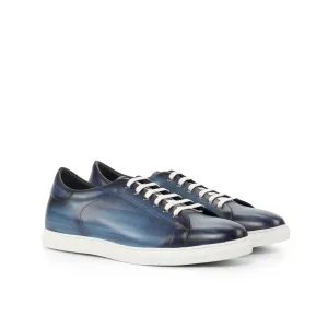 DapperFam Rivale in Navy Men's Italian Leather Trainer